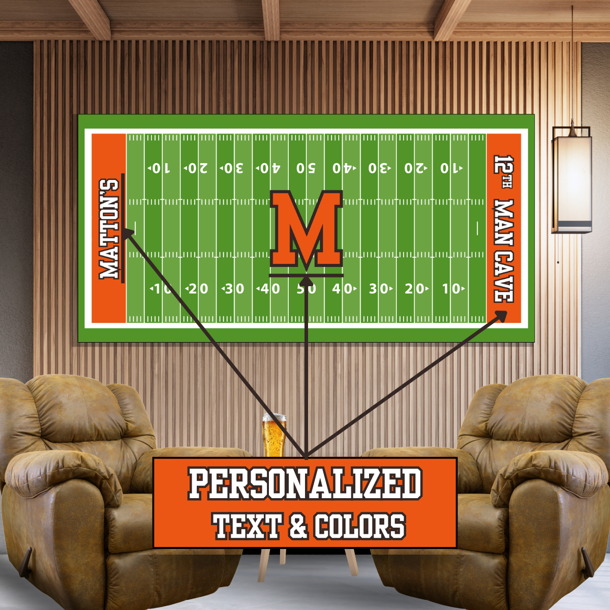 Personalized 12th Man Cave Football Field Fan Cave Canvas
