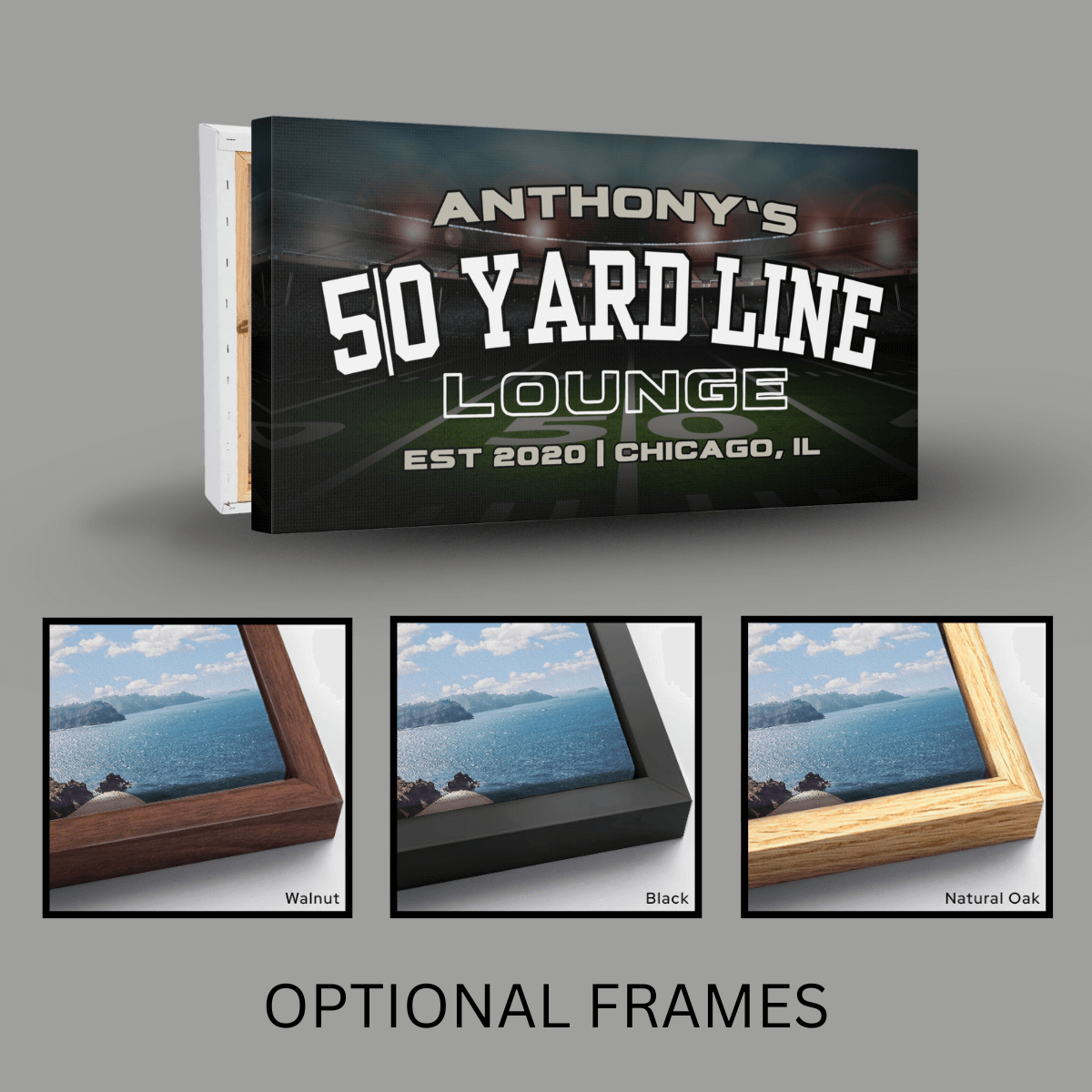 Personalized 50 Yard Line Lounge Football Fan Cave Canvas