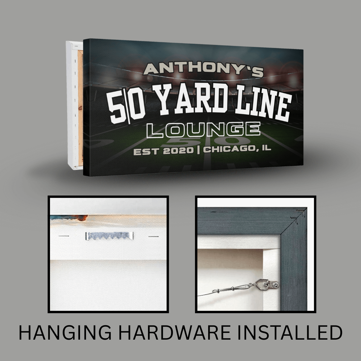 Personalized Football Man Cave Sign | 50 Yard Line Lounge Canvas