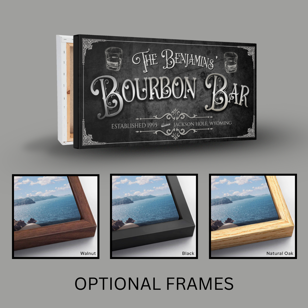 Personalized Vintage Bourbon Bar Home Bar Canvas