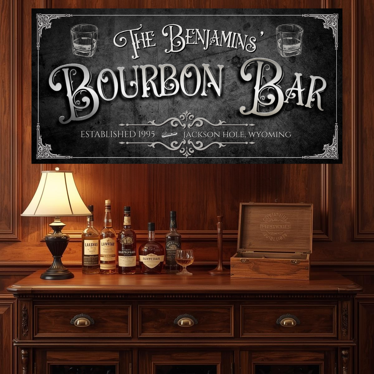 Personalized Vintage Bourbon Bar Home Bar Canvas