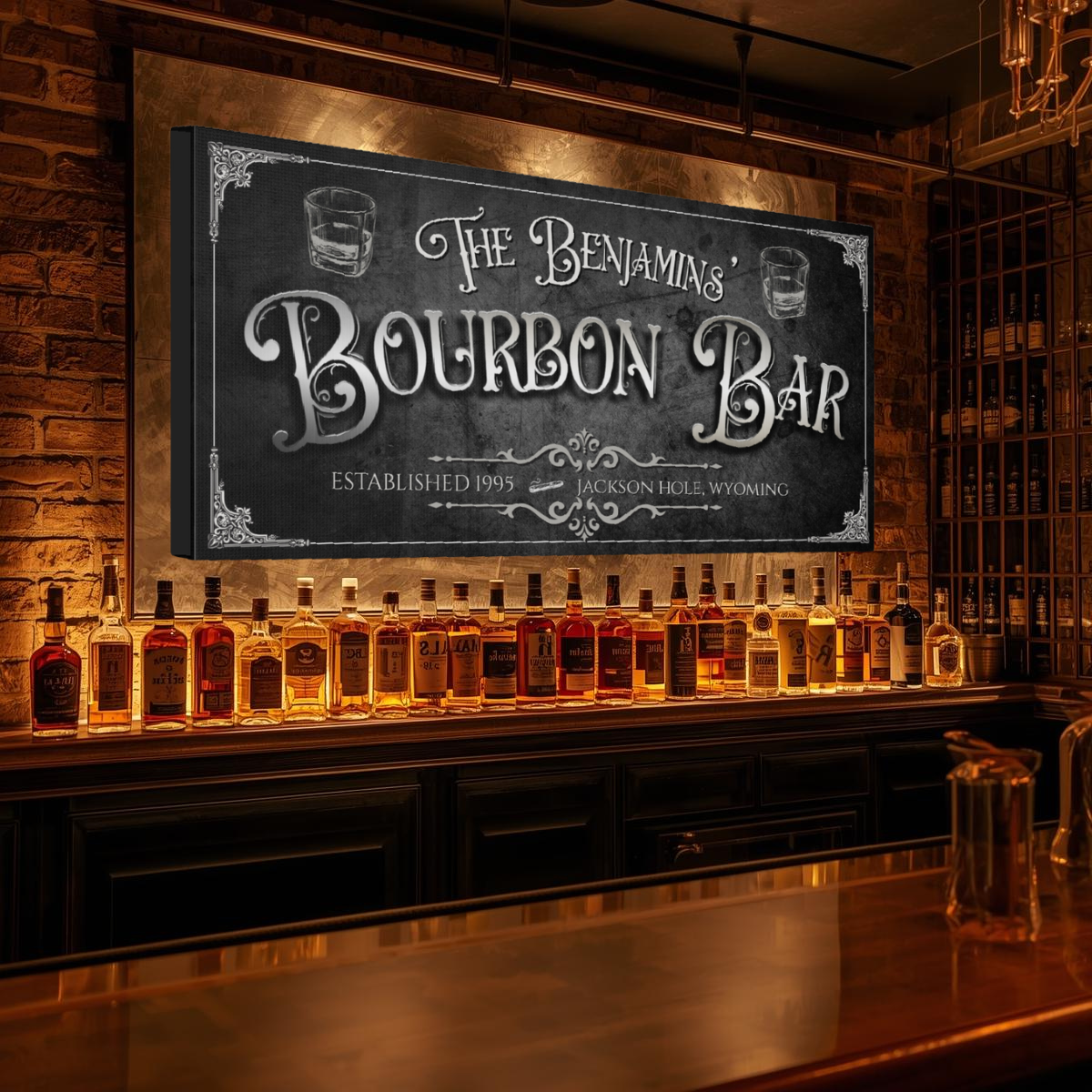 Personalized Vintage Bourbon Bar Home Bar Canvas