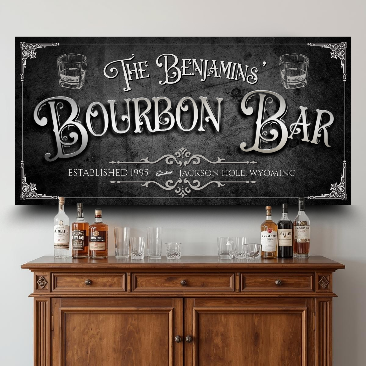 Personalized Vintage Bourbon Bar Home Bar Canvas