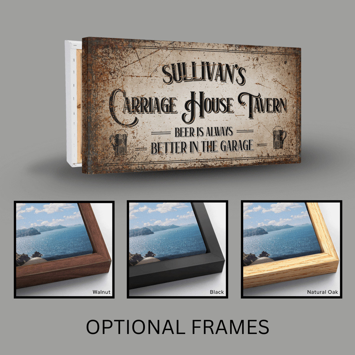 Personalized Garage Bar Sign | Carriage House Tavern Beer Canvas