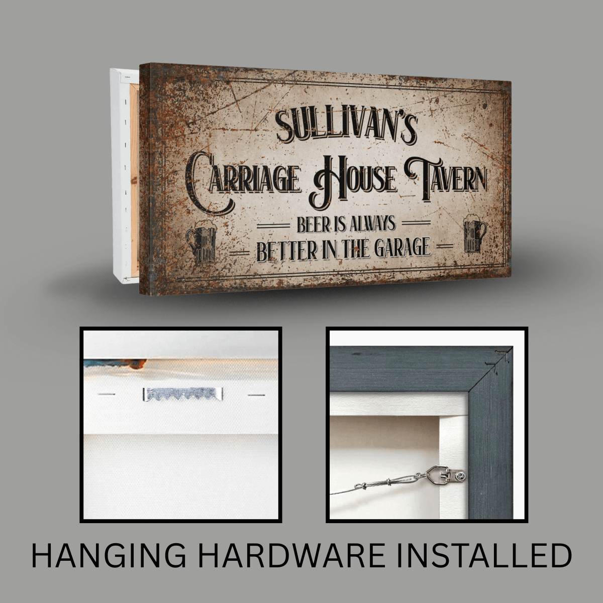 Personalized Garage Bar Sign | Carriage House Tavern Beer Canvas