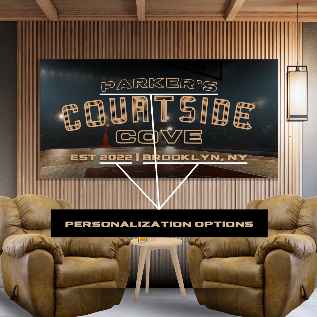 Personalized Courtside Cove Basketball Fan Cave Canvas