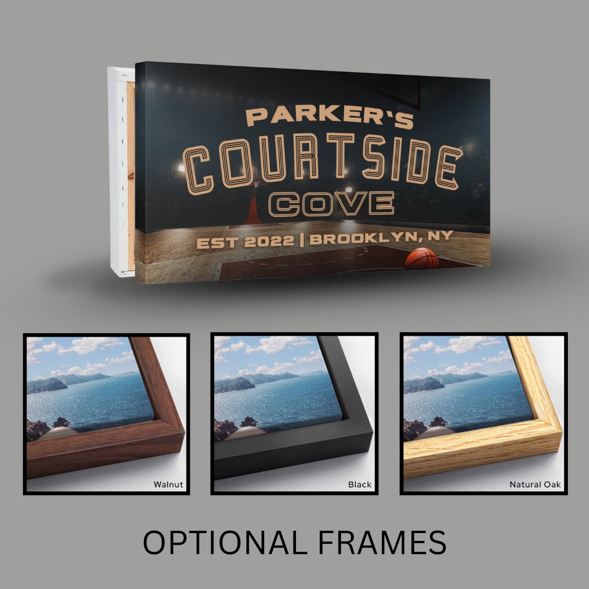 Personalized Courtside Cove Basketball Fan Cave Canvas
