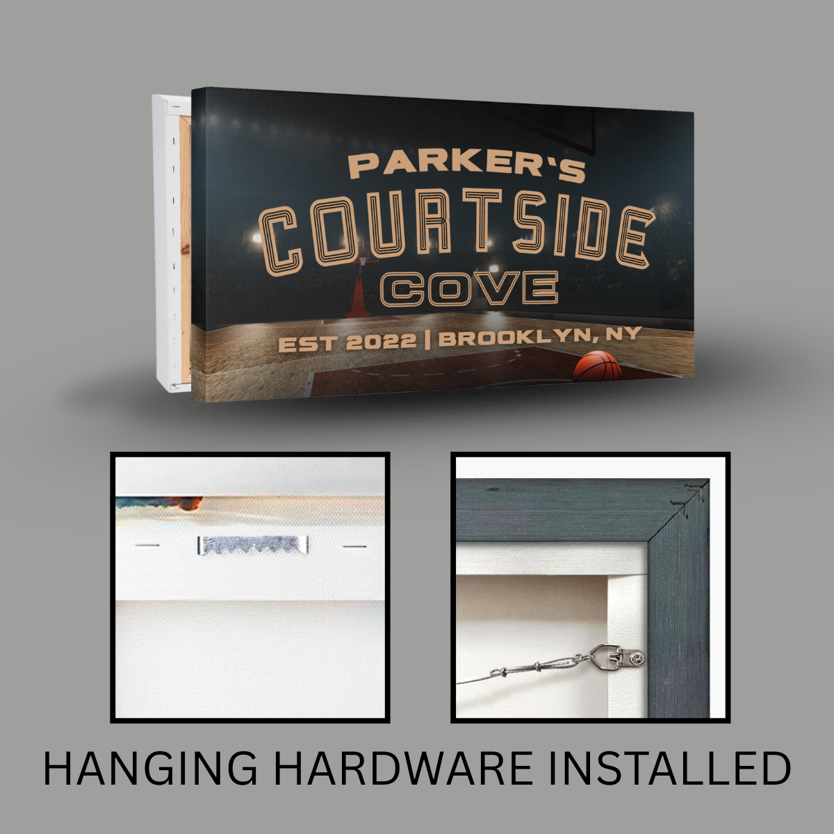 Personalized Courtside Cove Basketball Fan Cave Canvas