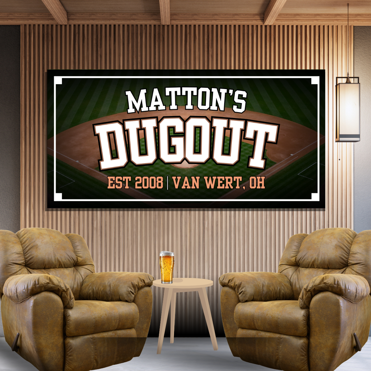 Personalized Baseball Dugout Fan Cave Canvas