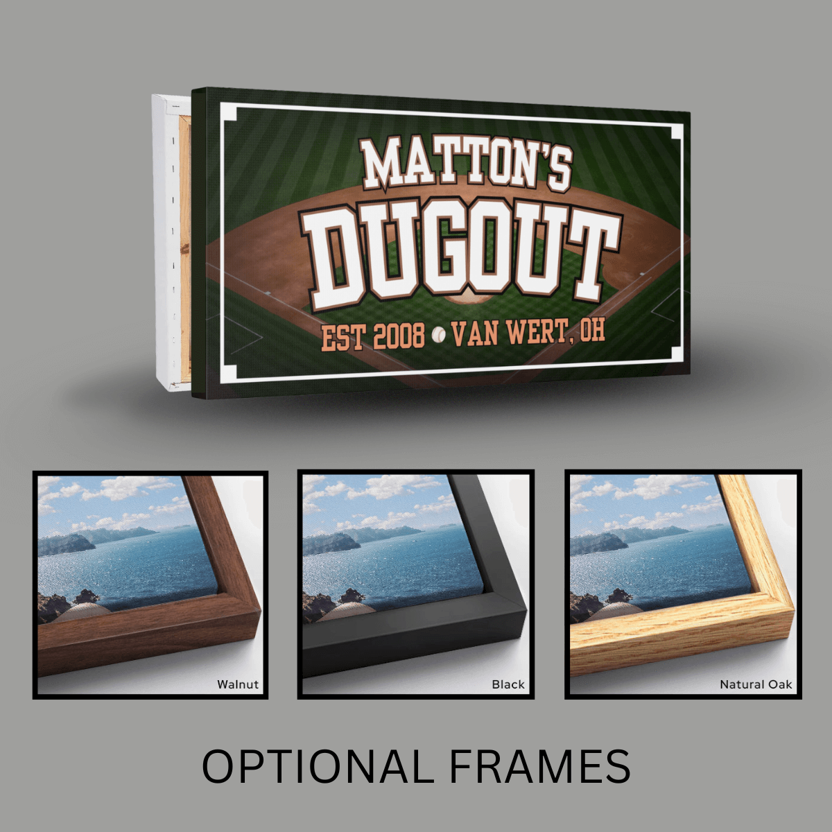 Personalized Baseball Man Cave Sign | Dugout Canvas