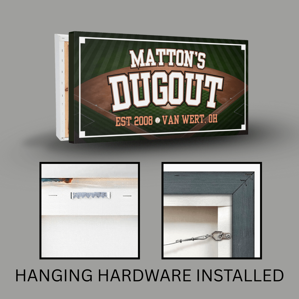 Personalized Baseball Man Cave Sign | Dugout Canvas