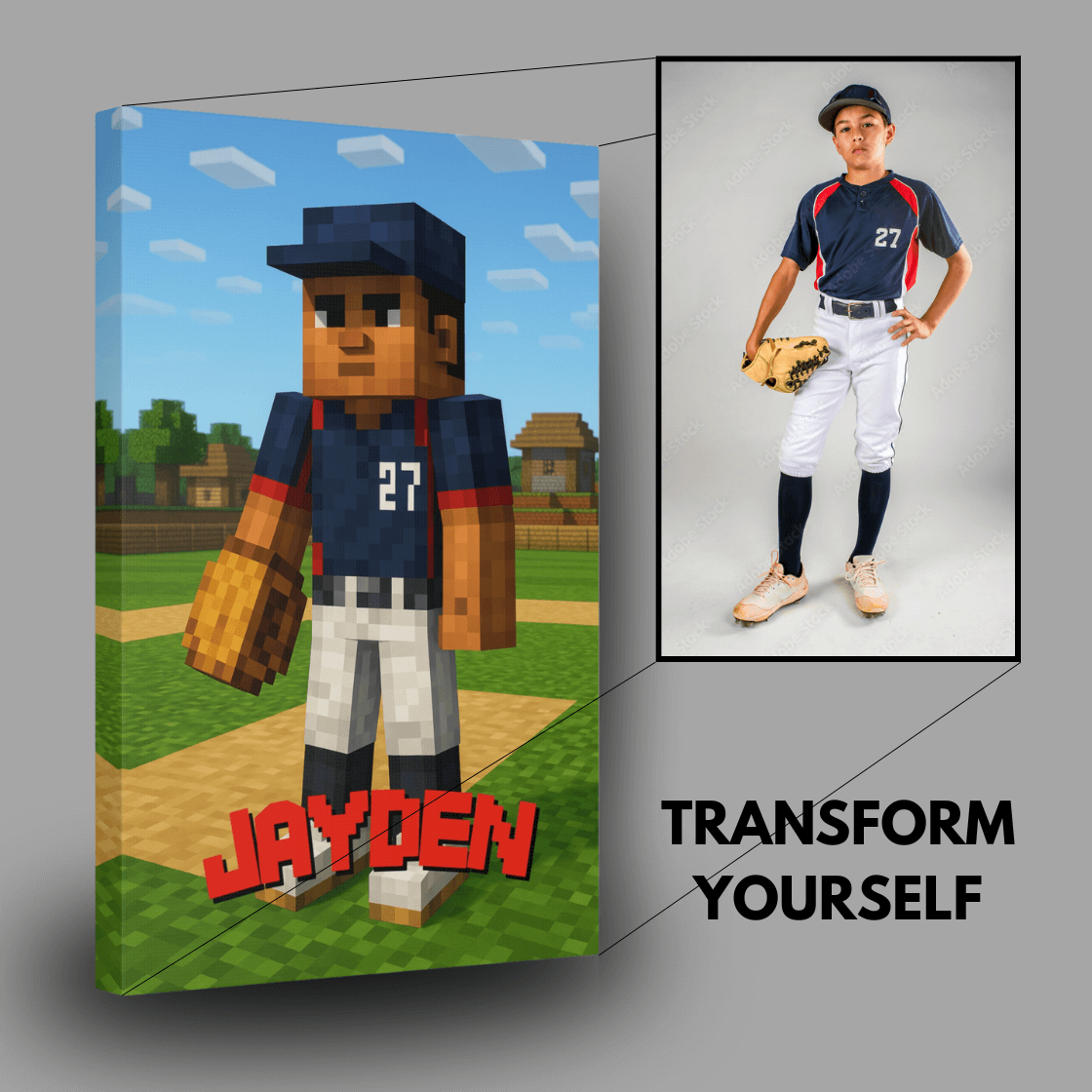 Personalized Minecraft Inspired Wall Canvas