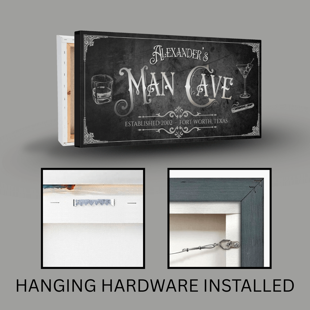 Personalized Man Cave Sign | Vintage Home Bar Canvas