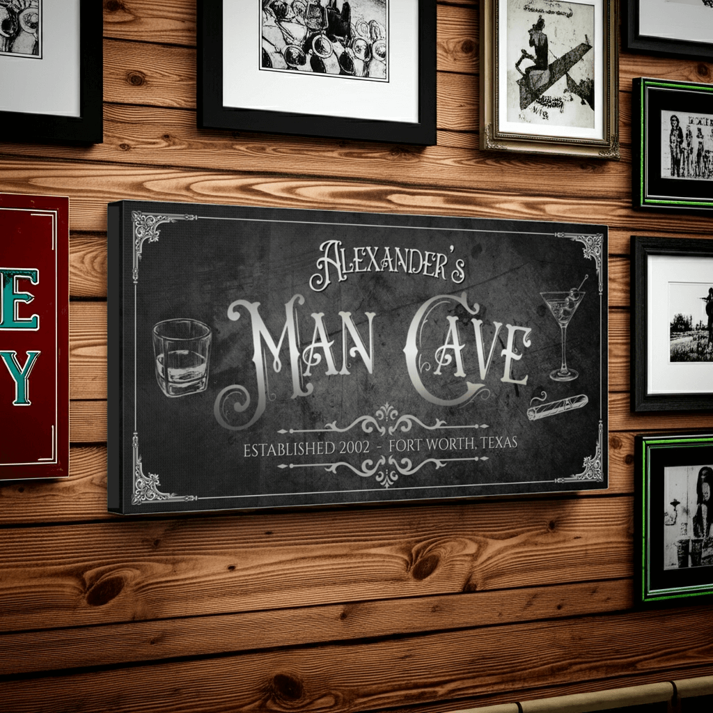 Personalized Vintage Man Cave Home Bar Sign