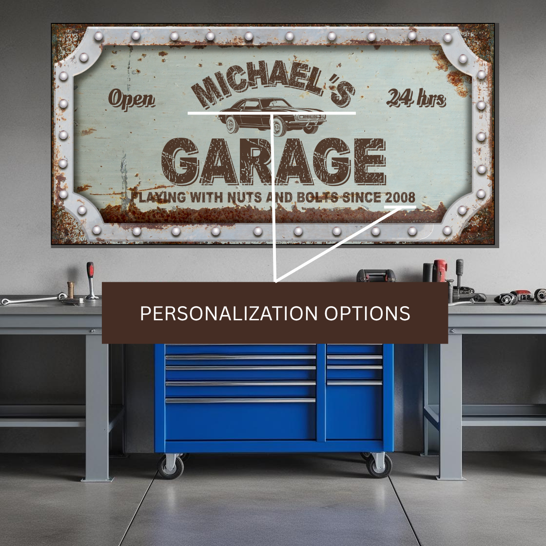 Personalized Rusty Garage Canvas