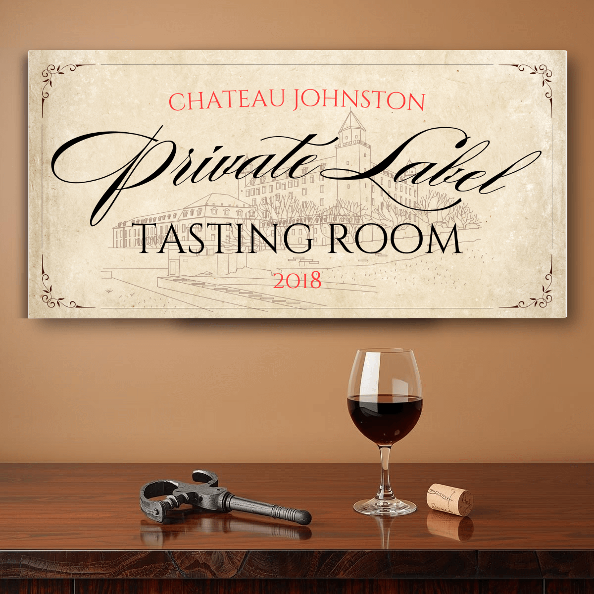 Personalized Wine Bar Sign | Home Tasting Room Canvas