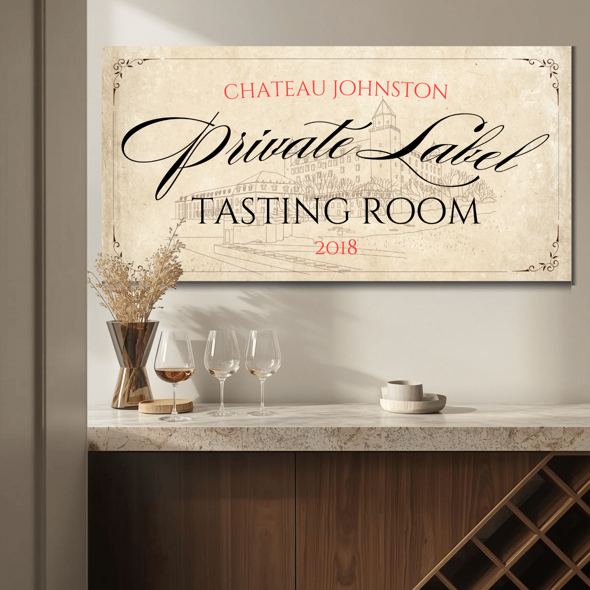 Personalized Wine Bar Sign | Home Tasting Room Canvas