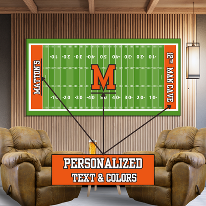Personalized 12th Man Cave Football Field Fan Cave Canvas