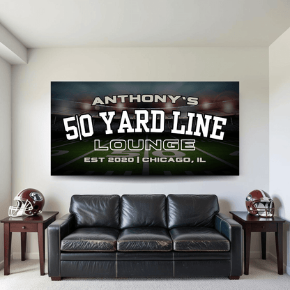 Personalized 50 Yard Line Lounge Football Fan Cave Canvas