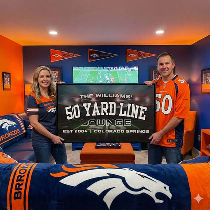 Personalized Football Man Cave Sign | 50 Yard Line Lounge Canvas