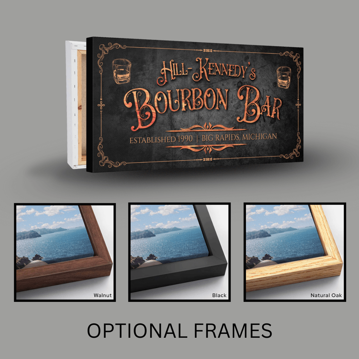 Personalized Vintage Bourbon Bar Home Bar Canvas
