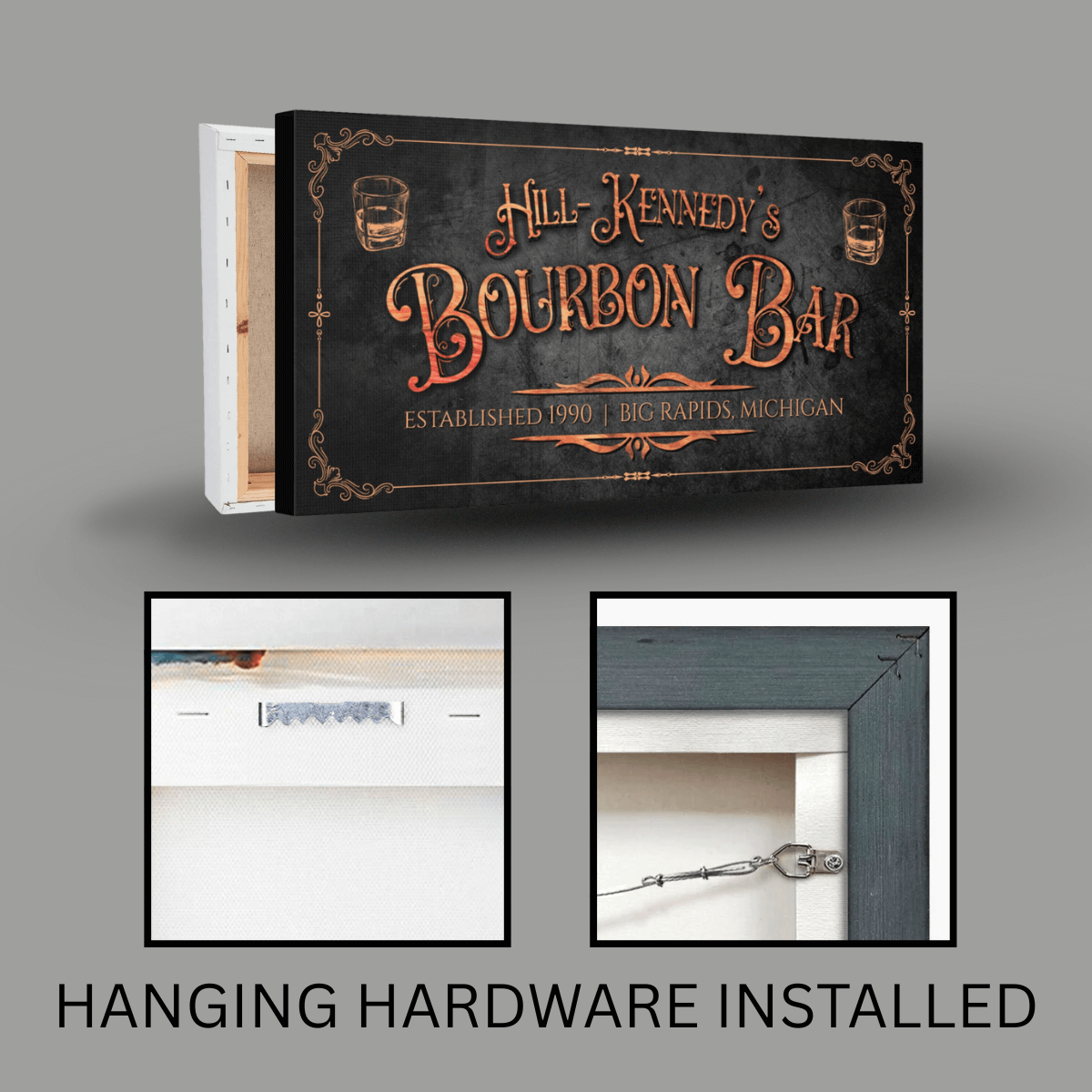 Personalized Vintage Bourbon Bar Home Bar Canvas