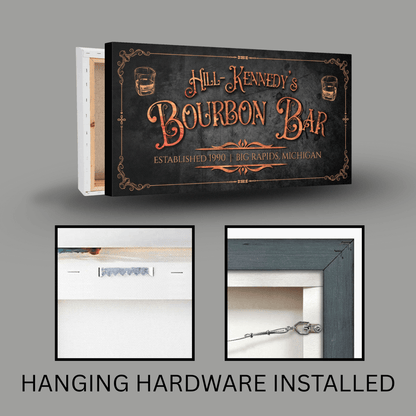 Personalized Vintage Bourbon Bar Home Bar Canvas