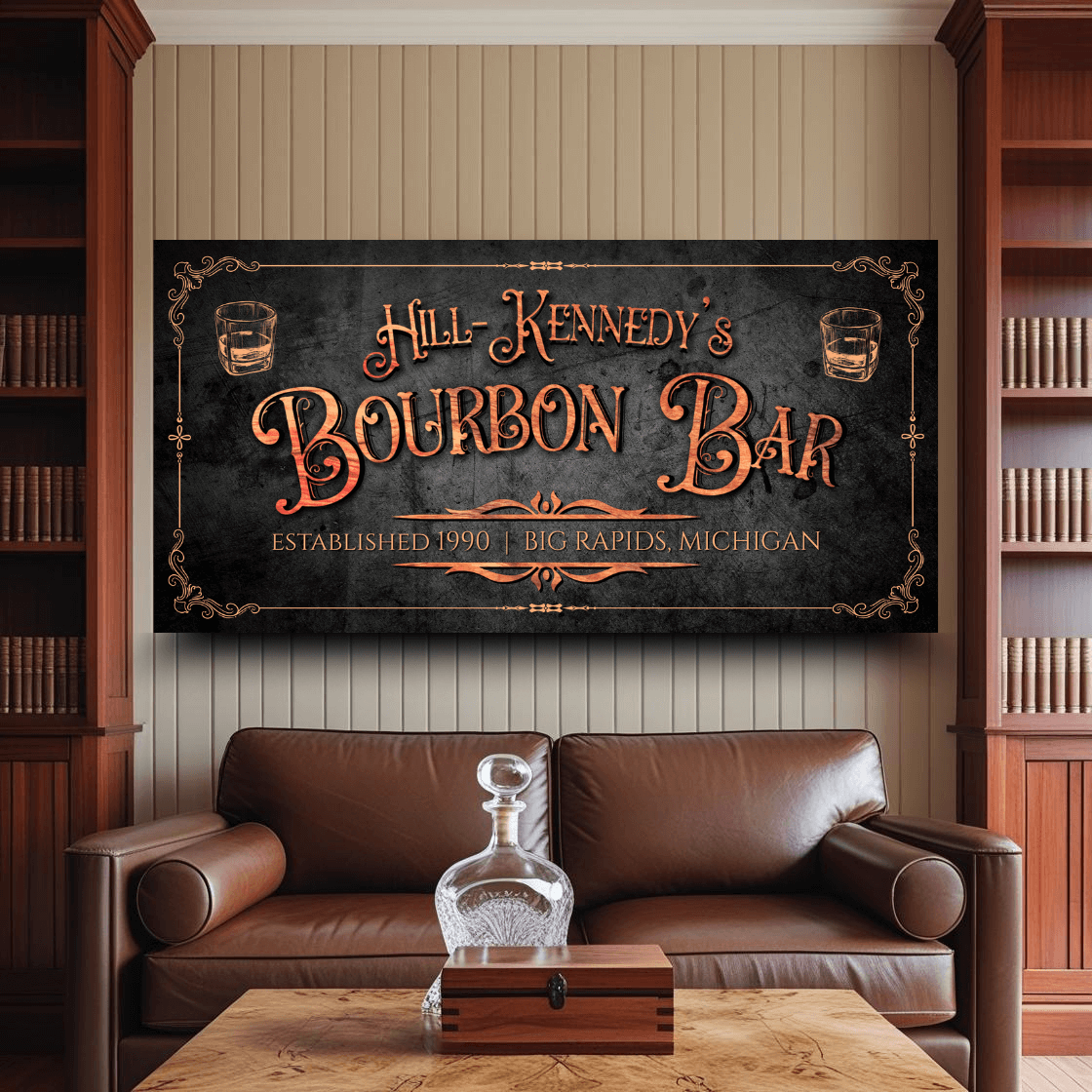 Personalized Vintage Bourbon Bar Home Bar Canvas