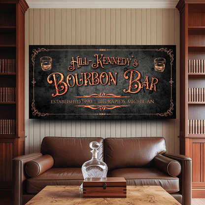 Personalized Vintage Bourbon Bar Home Bar Canvas