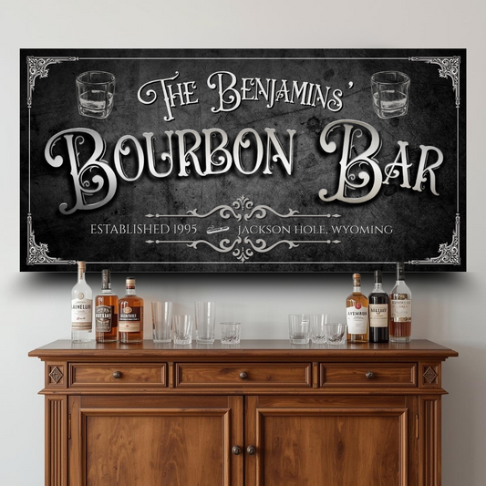 Personalized Vintage Bourbon Bar Home Bar Canvas
