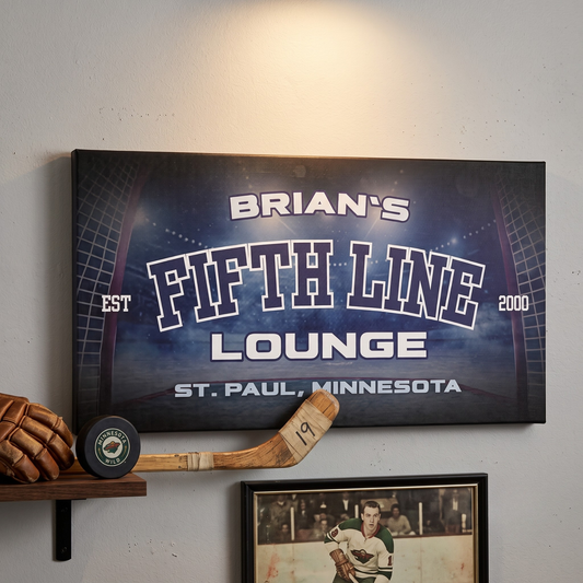 Personalized Hockey Man Cave Sign | Fifth Line Lounge Canvas