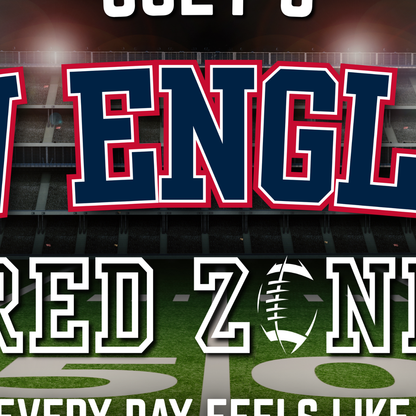 New England Football Sign design featuring bold lettering and personalized elements, ideal for man cave wall art.