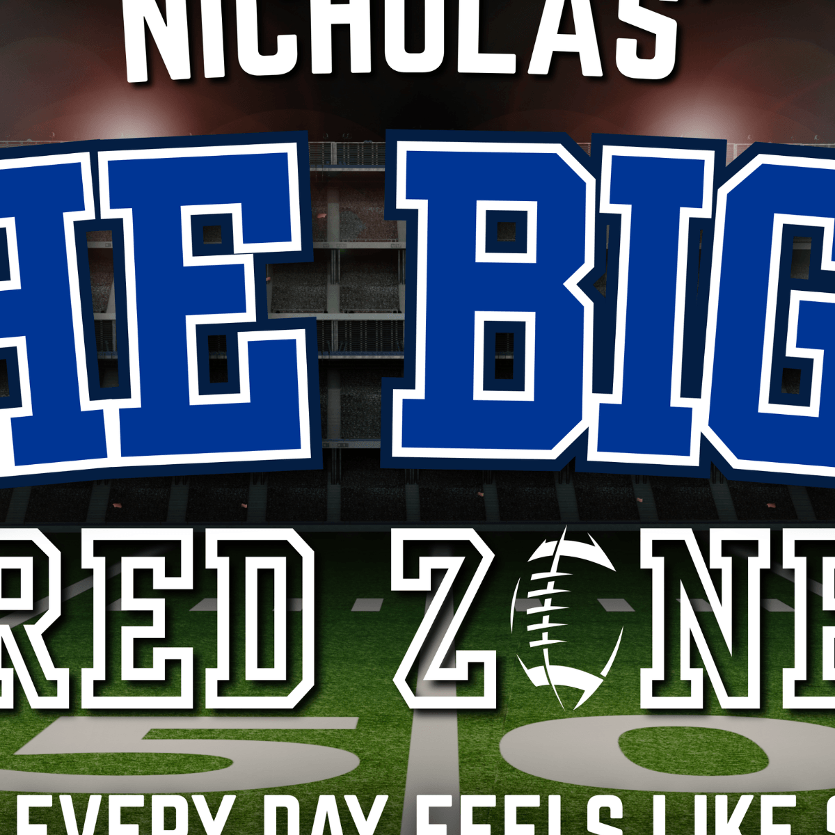 Dallas Football Sign featuring personalized name Nicholas and Red Zone theme for gameday energy.