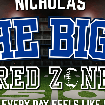 Dallas Football Sign featuring personalized name Nicholas and Red Zone theme for gameday energy.