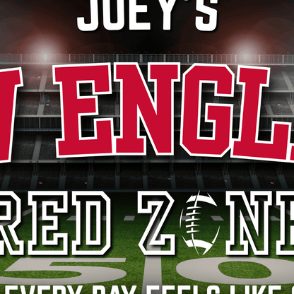 New England Football Sign personalized wall art featuring stadium-lit lettering for fans.