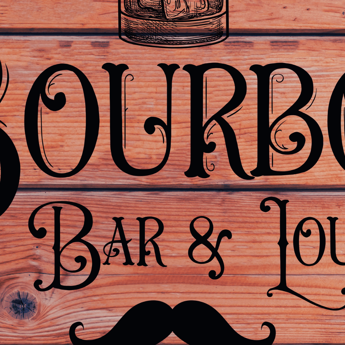Whiskey Barrel Head Sign featuring stylish typography in a rustic wood background, ideal for home bar decor.