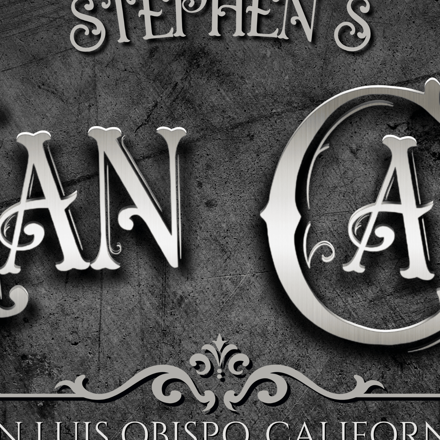 Vintage Man Cave Sign featuring ornate typography in a sophisticated design.