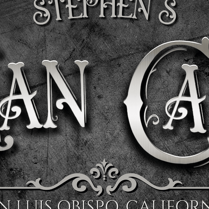 Vintage Man Cave Sign featuring ornate typography in a sophisticated design.
