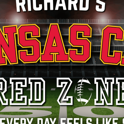 Richard's Kansas City Football Sign personalized wall art for fans in a man cave.