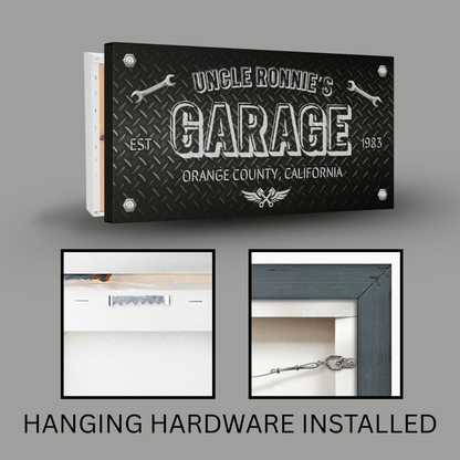 Personalized Diamond Plate Mechanic's Garage Canvas