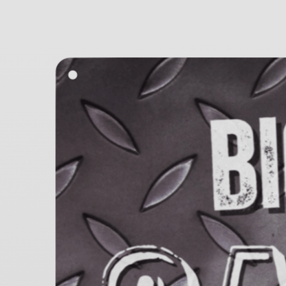 Metal Garage Sign featuring a personalized diamond plate design for garage decor.