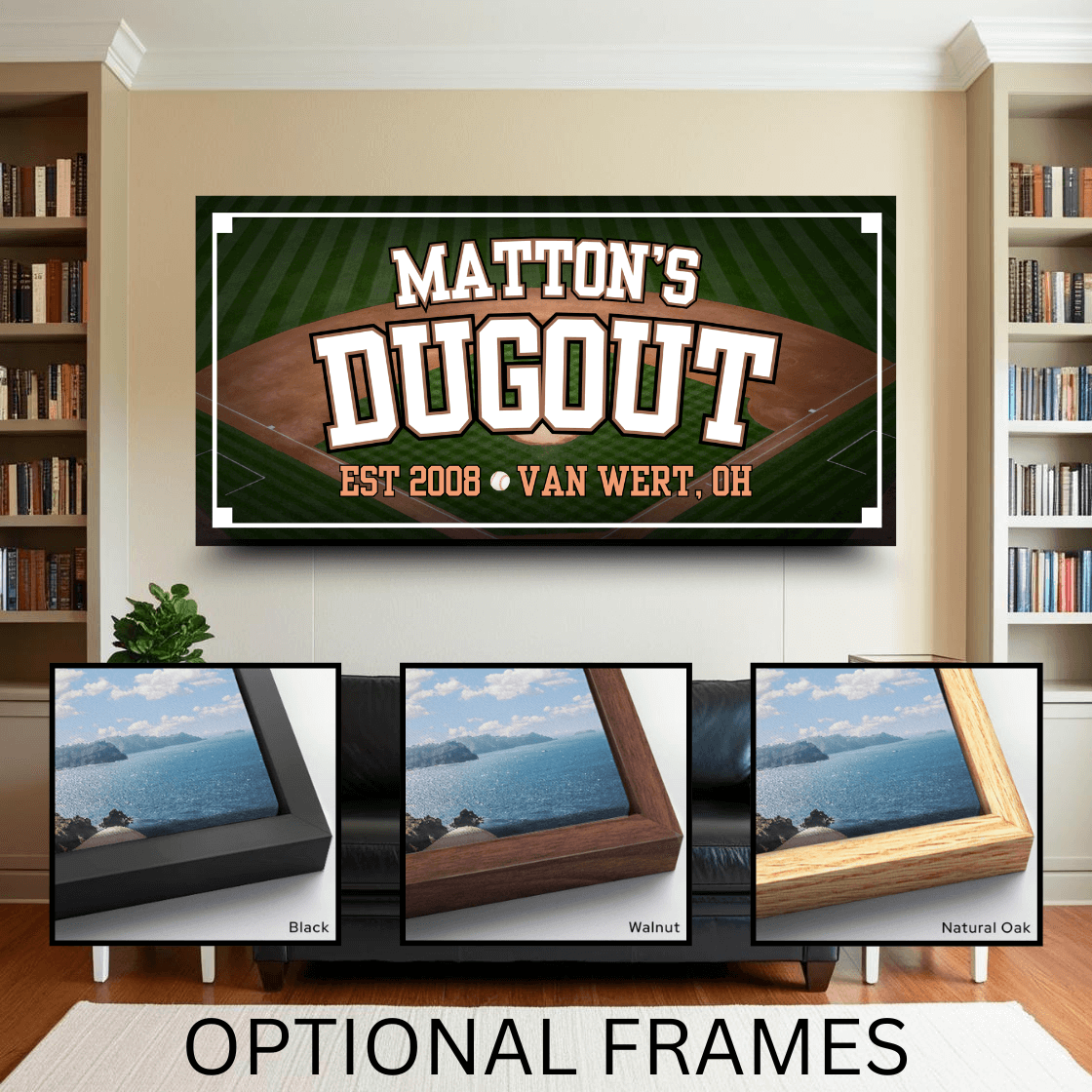 Personalized Baseball Dugout Fan Cave Canvas