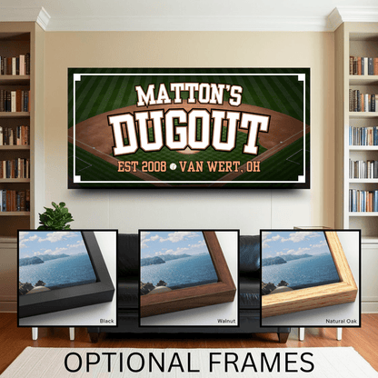 Personalized Baseball Dugout Fan Cave Canvas