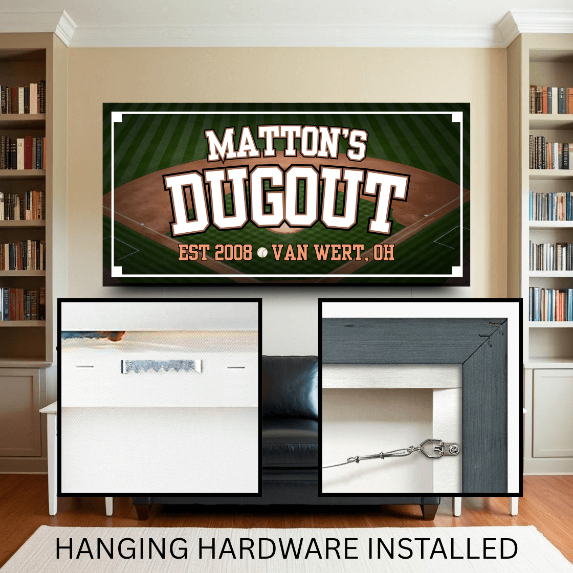 Personalized Baseball Dugout Fan Cave Canvas