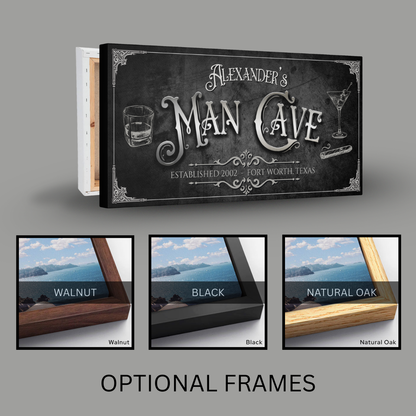 Personalized Man Cave Sign | Vintage Home Bar Canvas