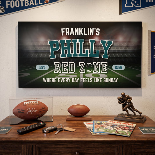 Philadelphia Football Sign | Personalized Man Cave Wall Art Canvas
