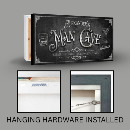 Personalized Man Cave Sign | Vintage Home Bar Canvas