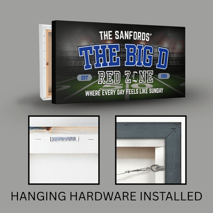 Dallas Football Sign featuring personalized design with the name "The Sanfords", emphasizing gameday vibes.