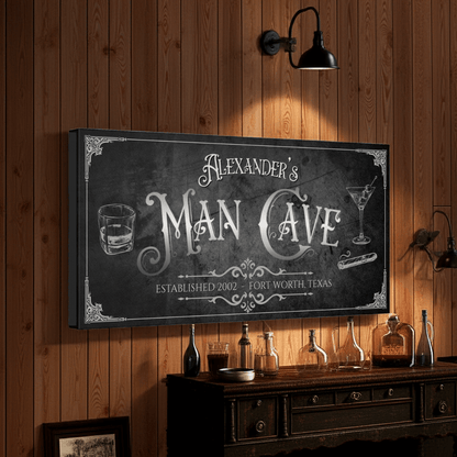 Personalized Vintage Man Cave Home Bar Sign