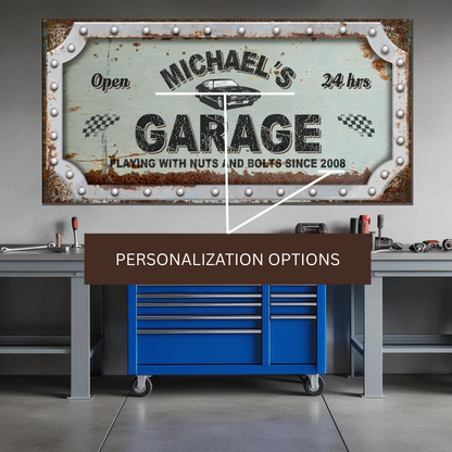 Personalized Rusted Garage Canvas